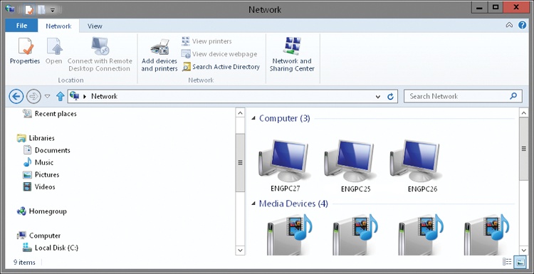 Use Network Explorer to allow network discovery and to browse resources as permitted by the current configuration.