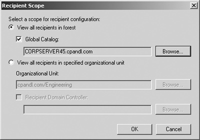Specify the scope for recipient configuration.