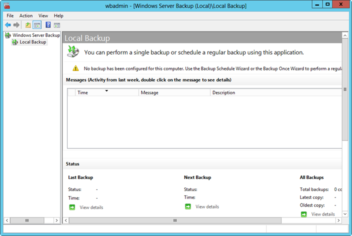 Getting started with Windows Server Backup.