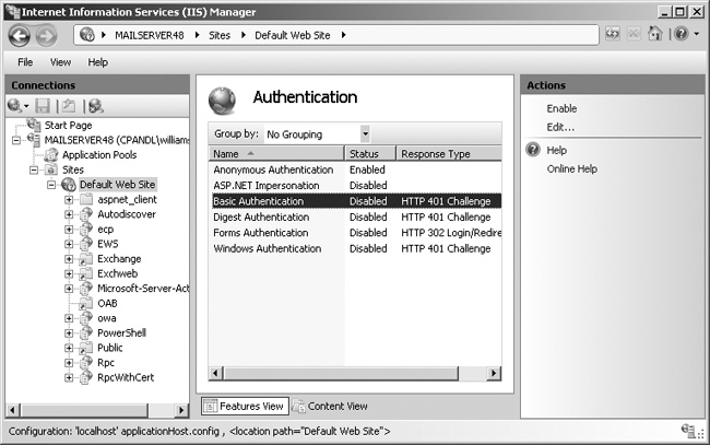 Use the Authentication page to set access control on virtual directories. Virtual directories can have different authentication settings than the Web site.