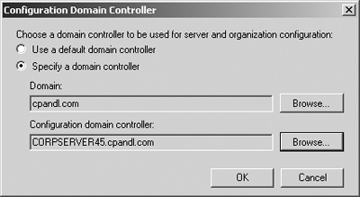 Specify the domain and domain controller to use.