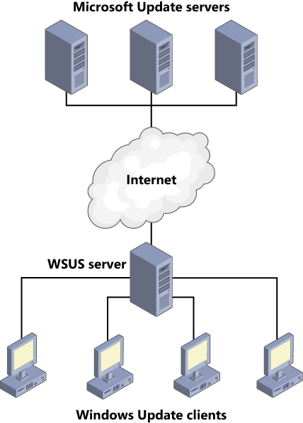 WSUS downloading a single copy of each update and distributing it to the network.