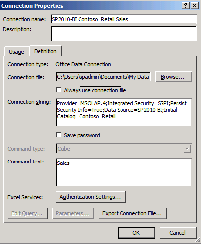 To publish an existing Office Data Connection file (.odc) to SharePoint